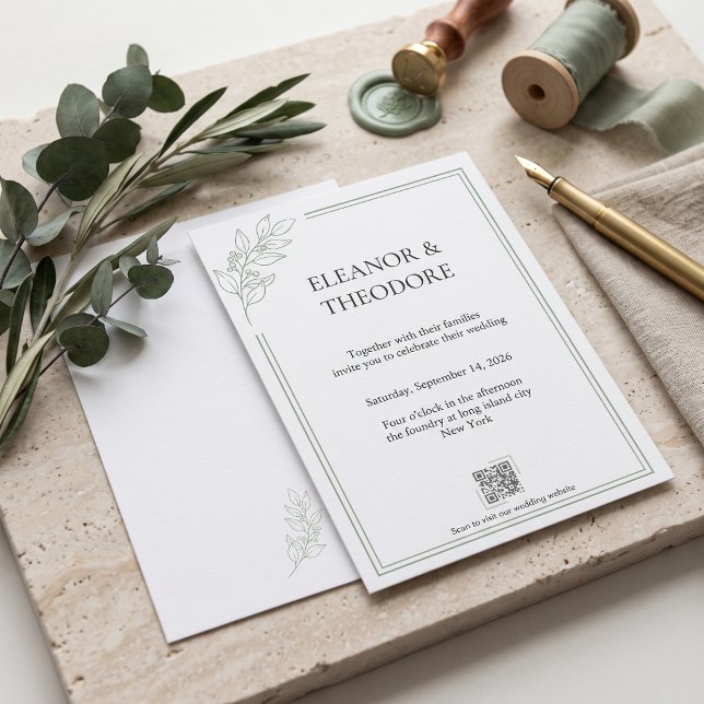 Sage Green Quiet Luxury QR Code Wedding Invitation (Sage Green Quiet Luxury QR Code Wedding Invitation)