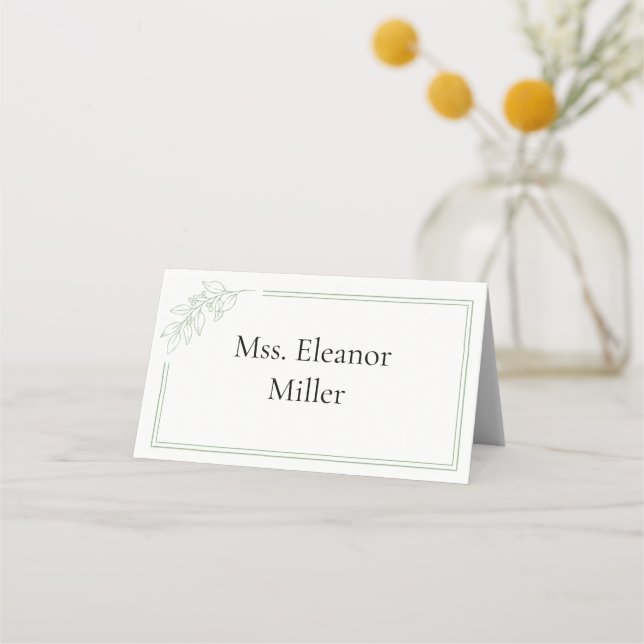 Sage Green Quiet Luxury Wedding Place Card (Back)