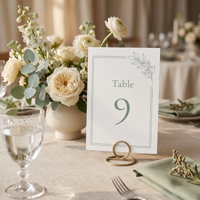 Sage Green Quiet Luxury Wedding Table Number (Sage Green Quiet Luxury Wedding Table Number)