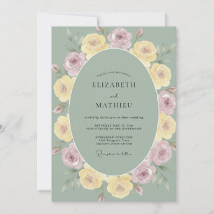 Sage Green Quiet Rose Wedding Invitation