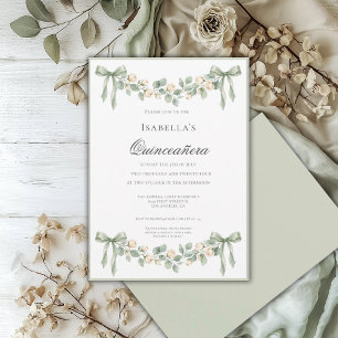 Sage Green Quinceañera Elegant Celebration 15 Invitation