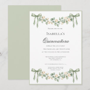 Sage Green Quinceañera Elegant Celebration 15 Invitation