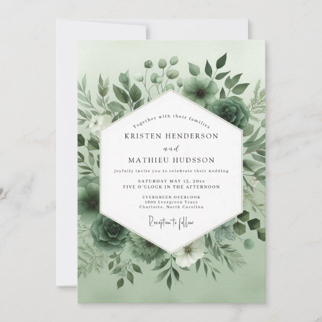 Sage Green Radiant Forest Wedding Invitation (Front)
