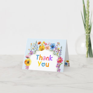 Sage Green Rainbow Wildflower Baby in Bloom Thank You Card