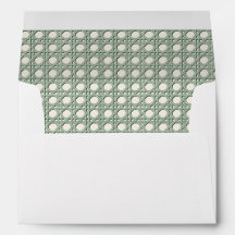 Sage Green Rattan Cane 5x7 Wedding Envelope