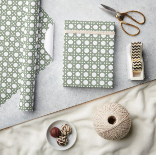 Sage Green Rattan Cane Pattern Wrapping Paper