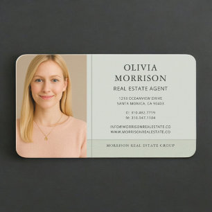 Sage Green Real Estate Agent Photo Business Card