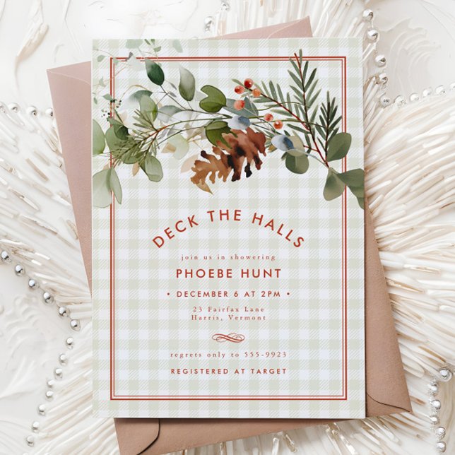 Sage Green Red Christmas Evergreen Bridal Shower (Creator Uploaded)
