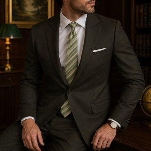 Sage Green Regimental Stripe Tie