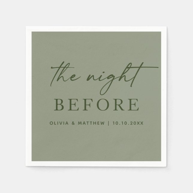 Sage Green Rehearsal Dinner | The Night Before Napkin (Front)