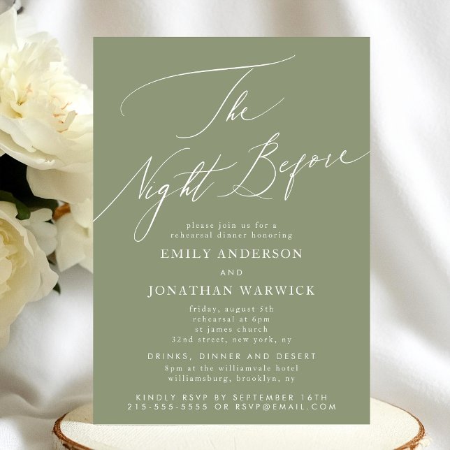 Sage Green Rehearsal Dinner Wedding Invitation (Creator Uploaded)