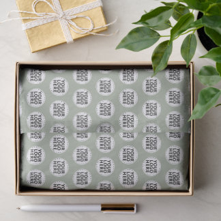 Sage Green Repeating Business Logo Tissue Paper