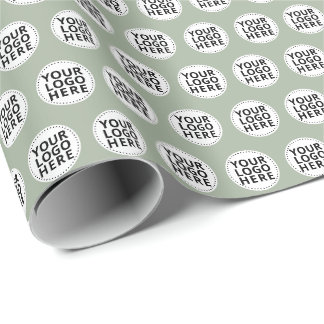 Sage Green Repeating Business Logo Wrapping Paper