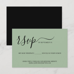 Sage green reserved Seat Wedding Website RSVP Card