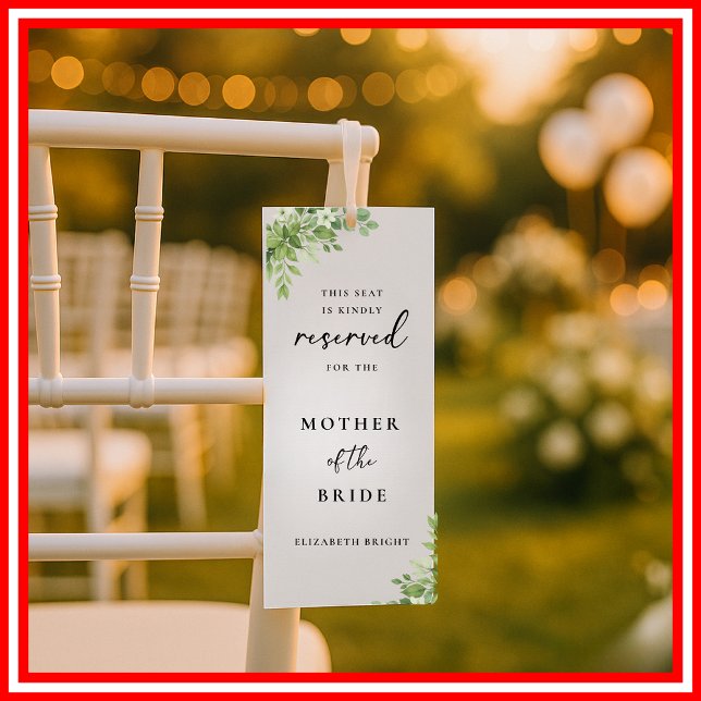 Sage Green Reserved Seating Wedding Chair Tag Invitation (Creator Uploaded)