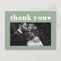 Sage Green Retro Bold Typography Wedding Thank You