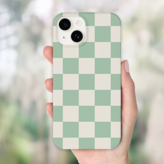 Sage Green Retro Check Case-Mate iPhone Case (Creator Uploaded)