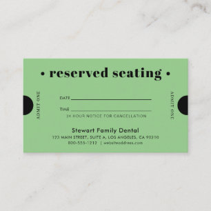 Sage Green Retro Reserved Seating Dental Appointment Card