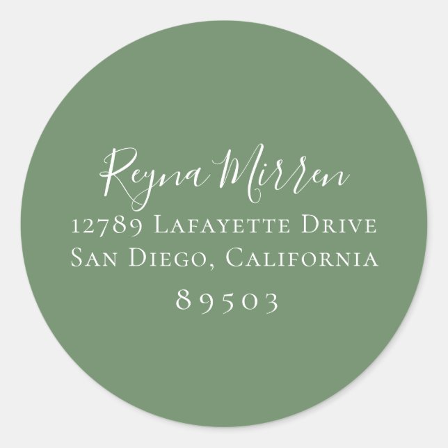Sage Green Return Address Sticker (Front)
