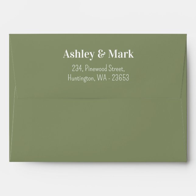 Sage Green Return Address Wedding Envelope (Back (Top Flap))