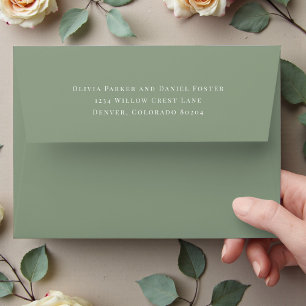 Sage Green Return Address Wedding Envelope