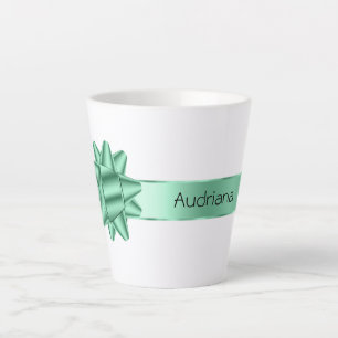 Sage Green Ribbon Bow Christmas Latte Mug