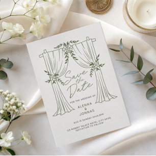 Sage Green Romance Save the Date Invitation