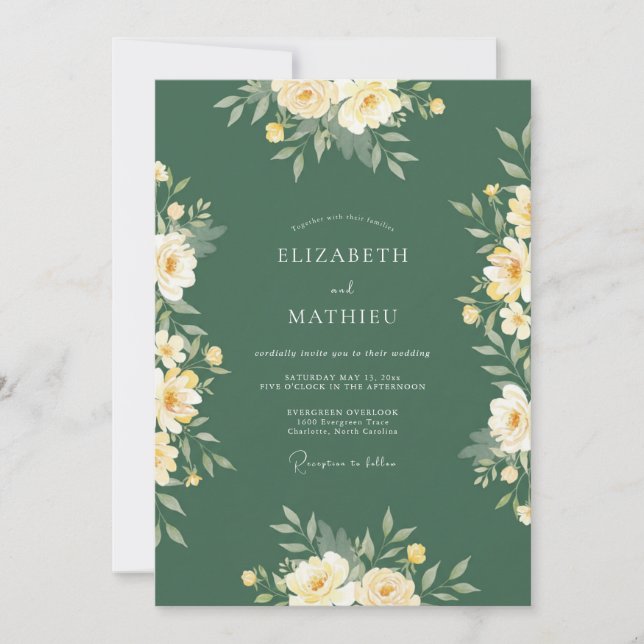 Sage Green Romantic Botanical Wedding Invitation (Front)