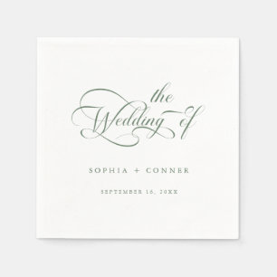 Sage Green Romantic Classy Calligraphy Wedding  Napkin