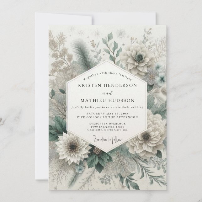 Sage Green Romantic Floral Wedding Invitation (Front)