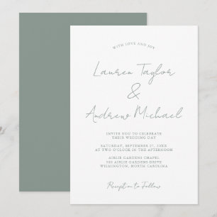 Sage Green Romantic Modern Wedding Invitation