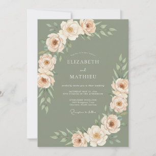 Sage Green Romantic Peony Wedding Invitation