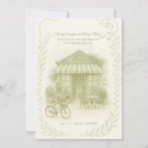 sage green romantic wedding outdoor café