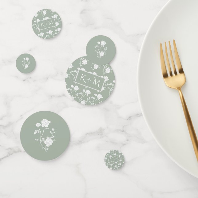 Sage Green Rose Wedding Confetti (Group)