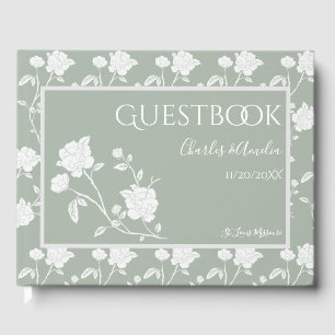 Sage Green Rose Wedding Guest Book