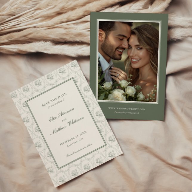 Sage Green Rose Wedding Save The Date (Creator Uploaded)
