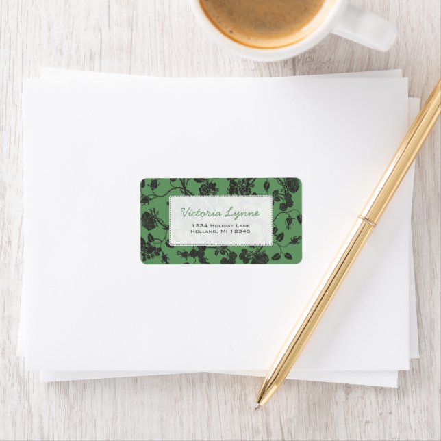 Sage Green Roses Return Address Label (Insitu)