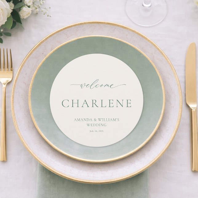 Sage Green Round Wedding Menu Card (Creator Uploaded)