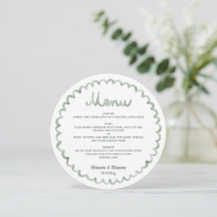 Sage Green Round Whimsical Frame Wedding Menu
