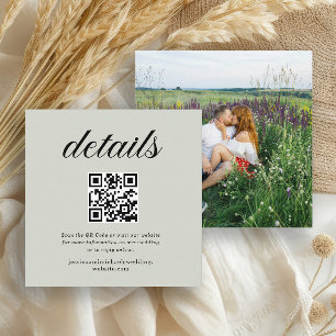 Sage Green RSVP Website QR Code Photo Enclosure Card