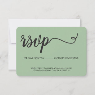 Sage Green RSVP without mailing Reserved Seat Card