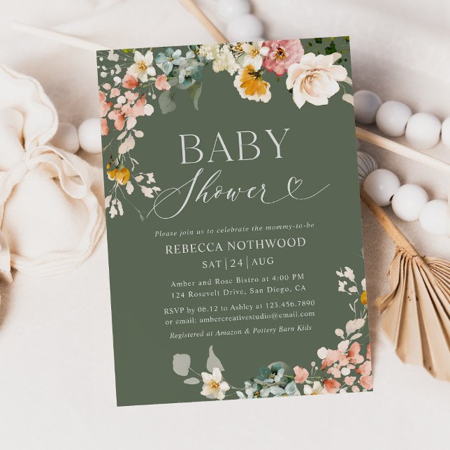 Sage Green Rustic Baby Shower Invitation (Creator Uploaded)