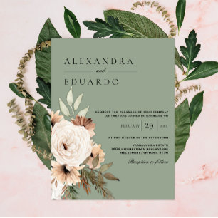Sage Green Rustic Bohemian Wedding Invitation