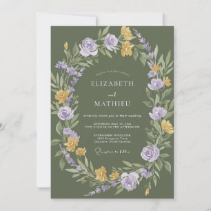 Sage Green Rustic Countryside Wedding Invitation