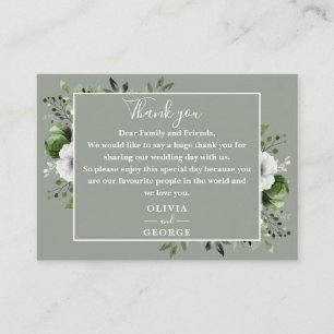Sage Green Rustic Floral Wedding Thank You Place Card