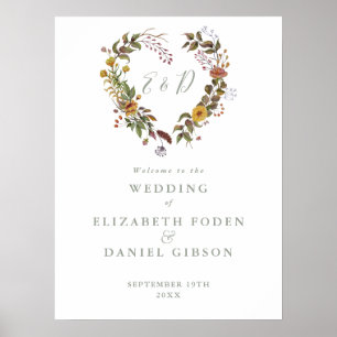 Sage Green Rustic Floral Wedding Welcome Sign