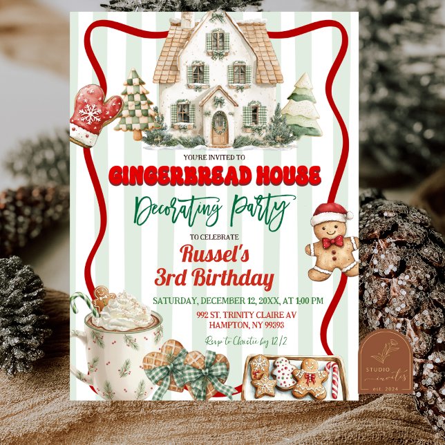 Sage Green Rustic Gingerbread Decorating Party Invitation (Creator Uploaded)