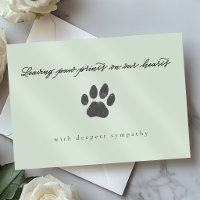 Sage Green Rustic Gray Paw Print Cat Loss Sympathy