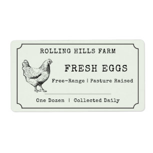 Sage Green Rustic Hen Farm Fresh Egg Carton Label