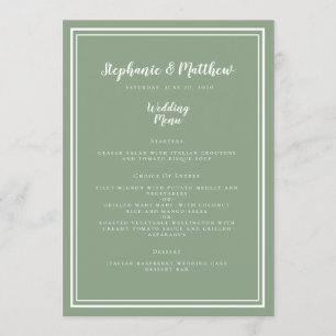 Sage Green Rustic Wedding Simple Modern Dinner Menu